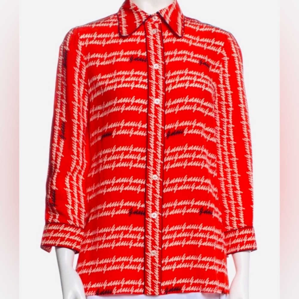 Gucci Silk Printed Button-Up Top